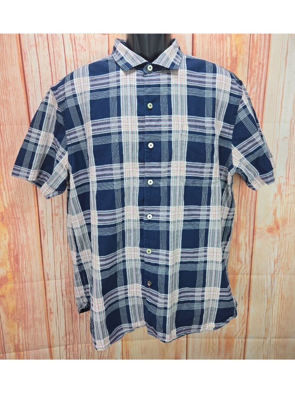 Tommy Bahama Mens Blue Plaid Cotton-Silk Blend Shirt XL